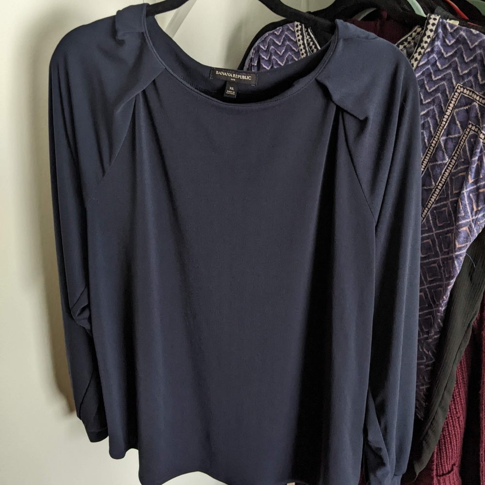 Banana Republic | Navy Long Sleeve Blouse